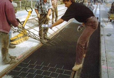 asphalt stamping stamping streetcar tracks